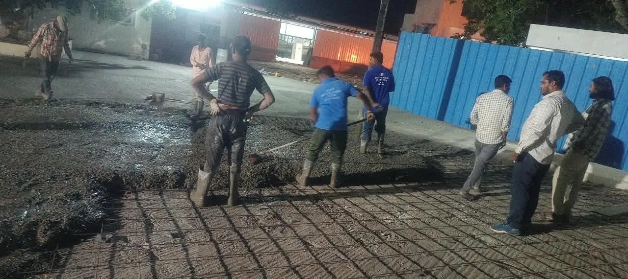 Concreting work by the Siddhi Associate civil team